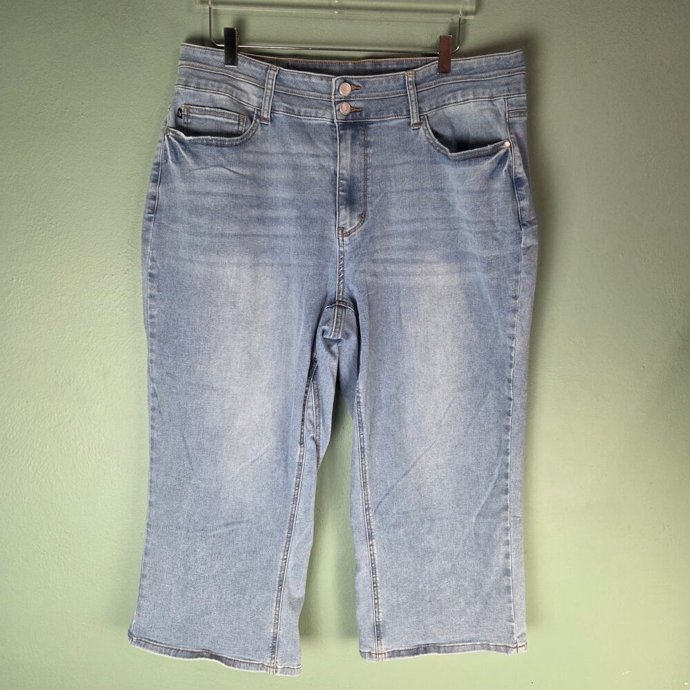 Judy Blue Jeans Womens 20W High Waist Double Waistband Wide Leg Crop Stretch